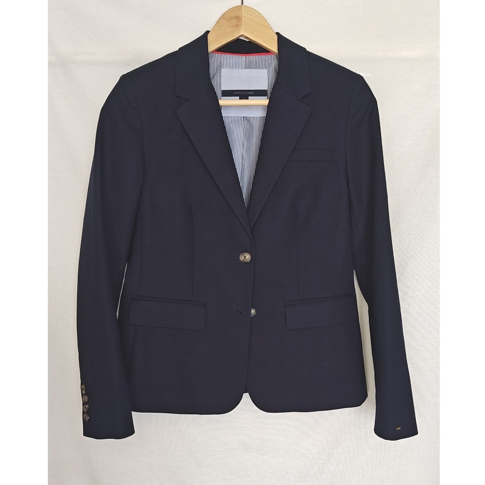 Tommy Hilfiger Blazer Navy Blue Two Button Pinstripe Lining 6
